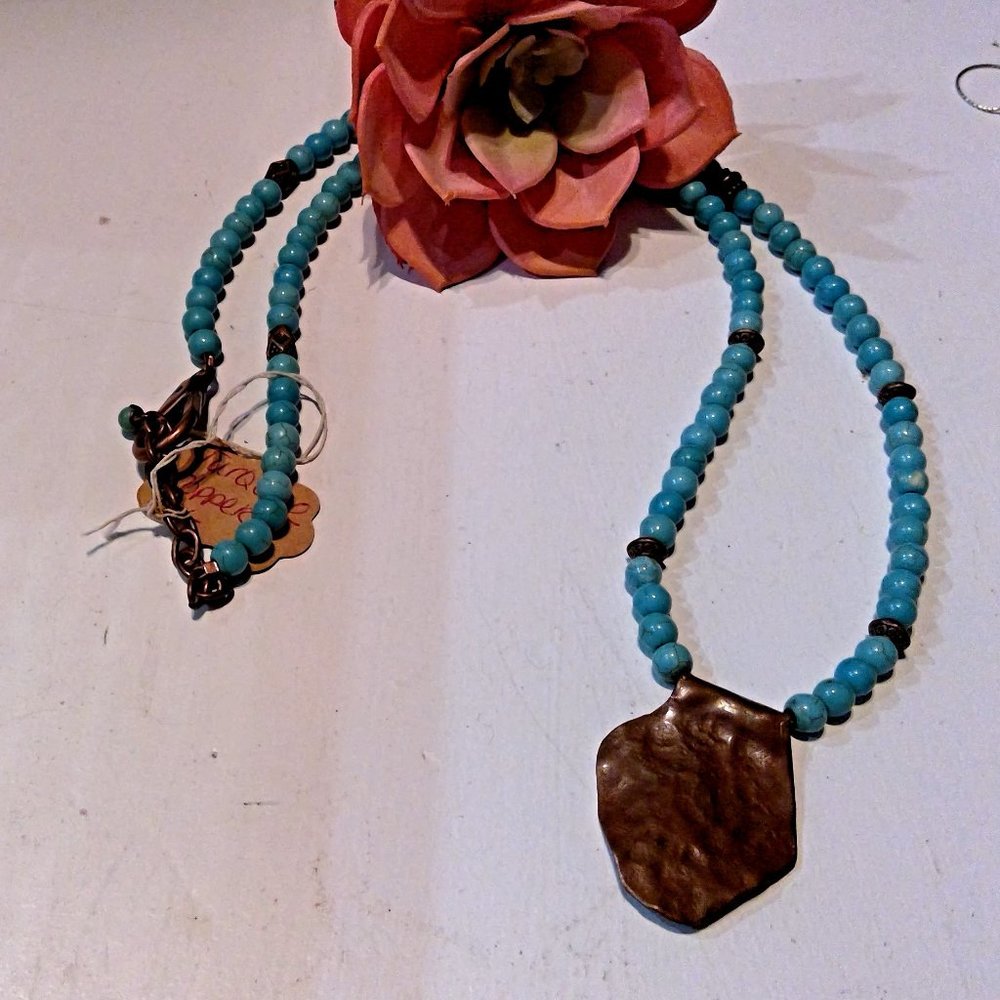Hammered Copper Turquoise Necklace *NEW*